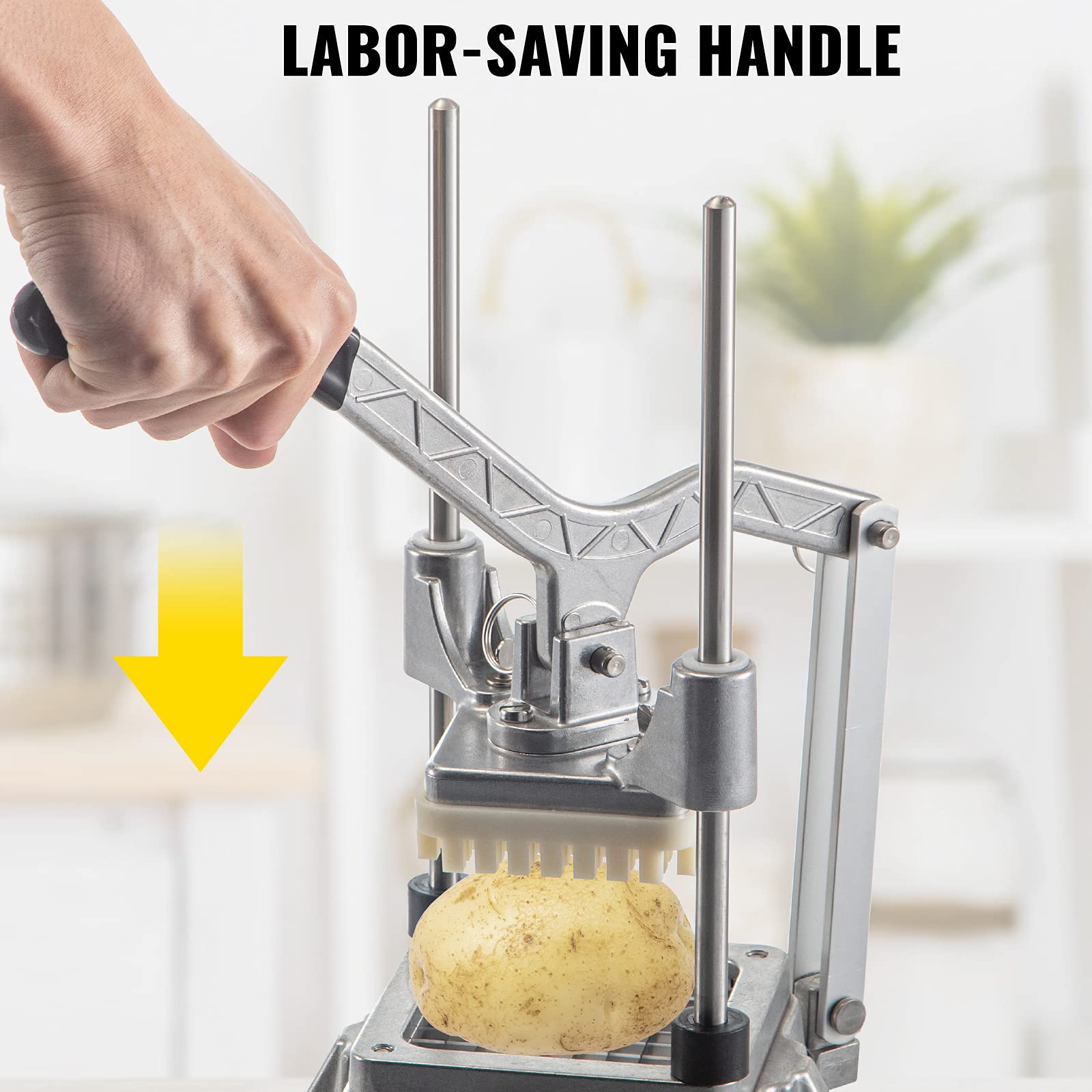 Vevor Commercial Vegetable Chopper W/ 4 Replacement Blades, Stainless Steel French Fry Cutter Potato Dicer & Fruit Slicer For Re